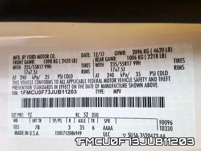 1FMCU0F73JUB11203 фото 2