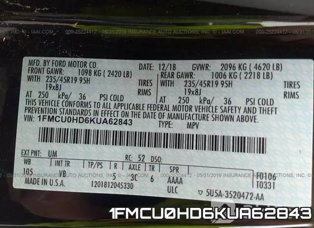 1FMCU0HD6KUA62843 фото 10