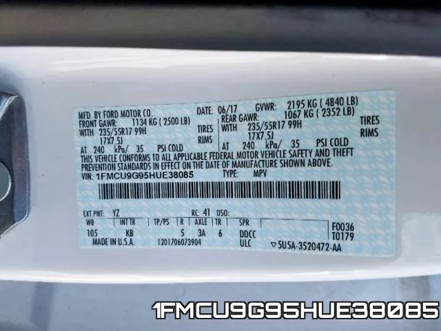 1FMCU9G95HUE38085 фото 2