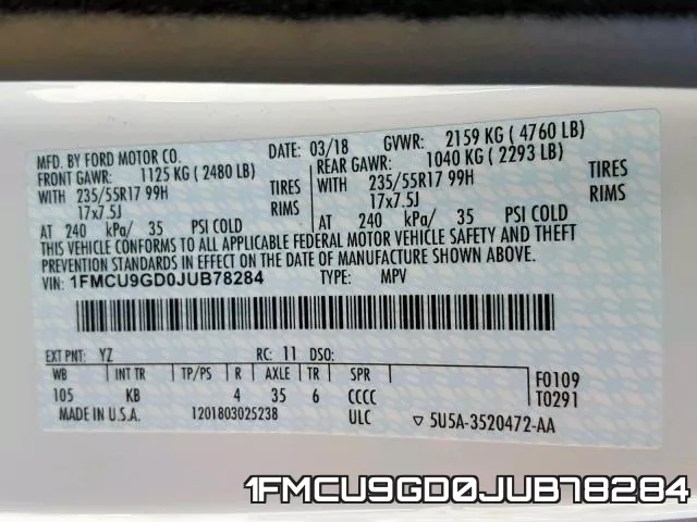 1FMCU9GD0JUB78284 фото 2
