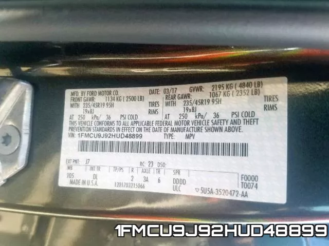 1FMCU9J92HUD48899 фото 2
