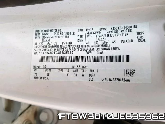 1FT8W3DT0JEB35362 фото 2