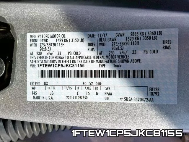1FTEW1CP5JKC81155 фото 2