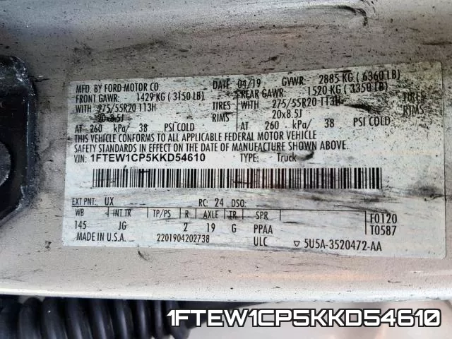 1FTEW1CP5KKD54610 фото 2