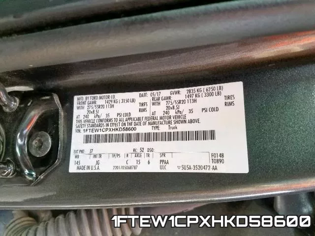 1FTEW1CPXHKD58600 фото 2