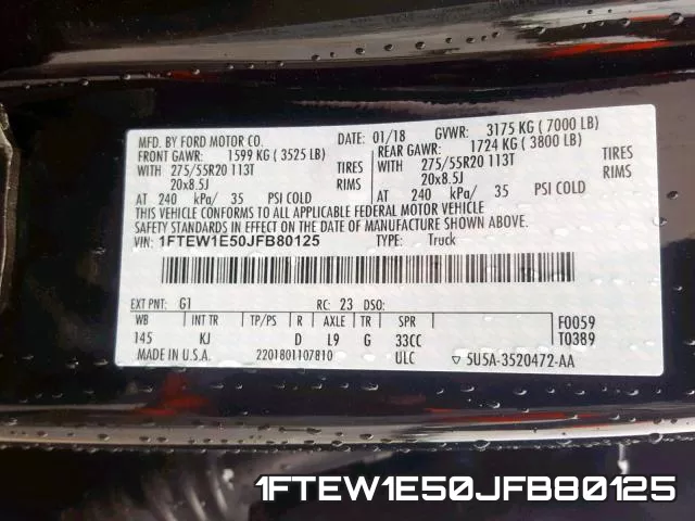1FTEW1E50JFB80125 фото 2
