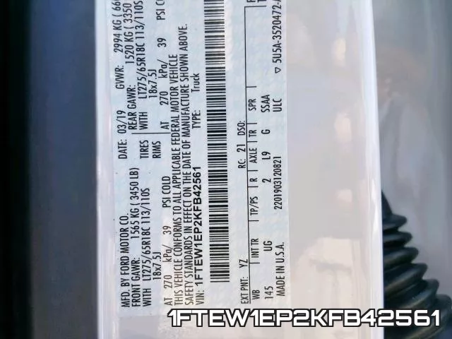 1FTEW1EP2KFB42561 фото 2