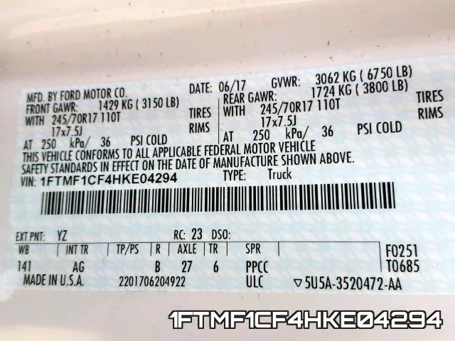 1FTMF1CF4HKE04294 фото 2