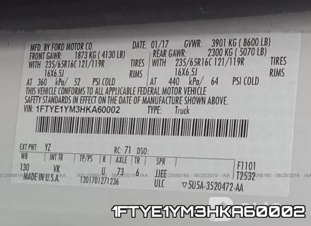 1FTYE1YM3HKA60002 фото 10