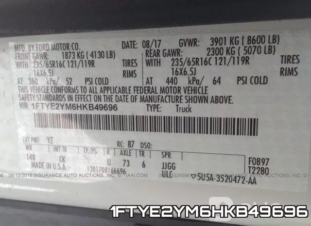 1FTYE2YM6HKB49696 фото 10