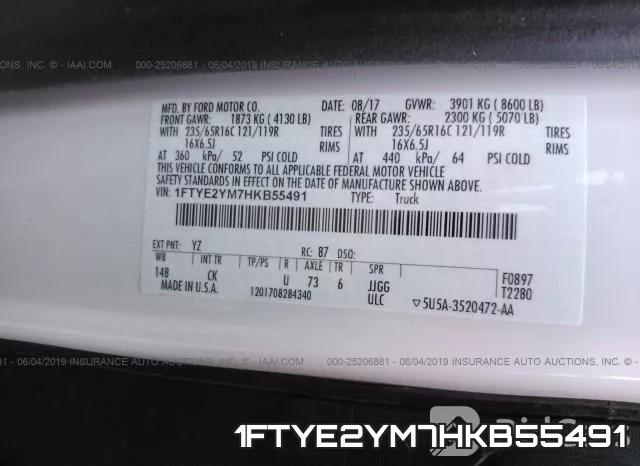 1FTYE2YM7HKB55491 фото 10