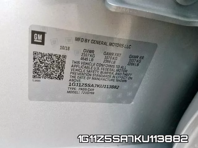 1G11Z5SA7KU113882 фото 2