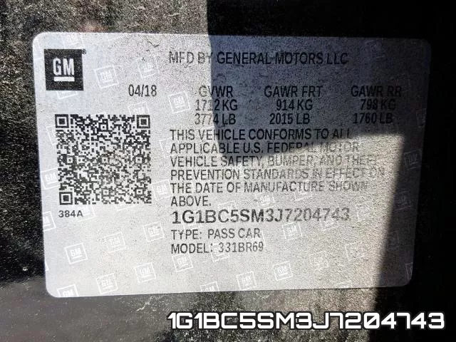 1G1BC5SM3J7204743 фото 2