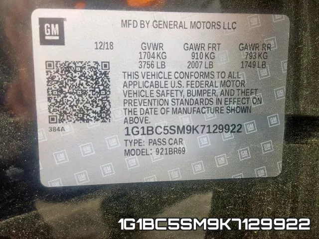 1G1BC5SM9K7129922 фото 2