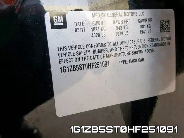 1G1ZB5ST0HF251091 фото 2