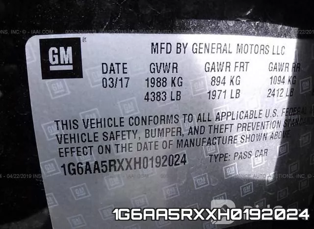 1G6AA5RXXH0192024 фото 10