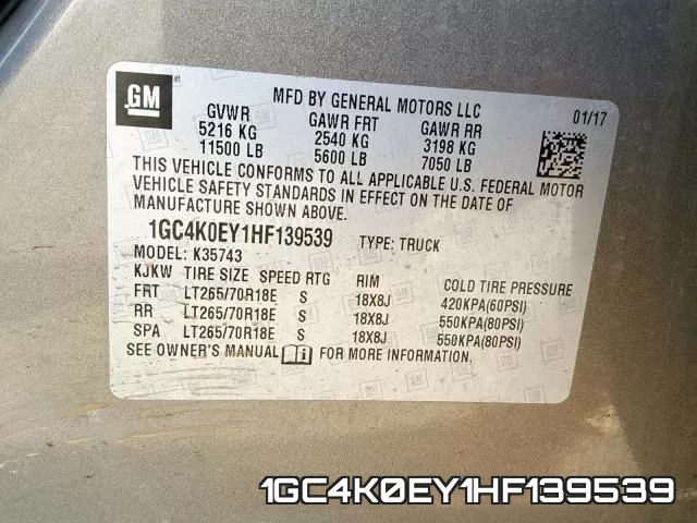 1GC4K0EY1HF139539 фото 2