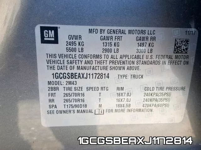 1GCGSBEAXJ1172814 фото 2