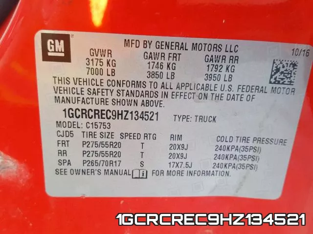 1GCRCREC9HZ134521 фото 2