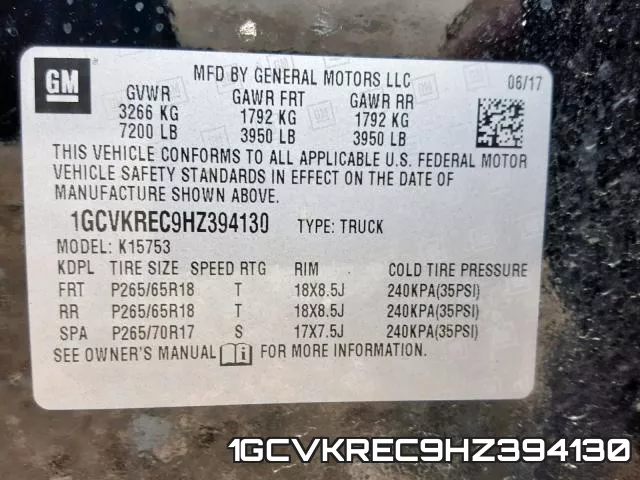 1GCVKREC9HZ394130 фото 2