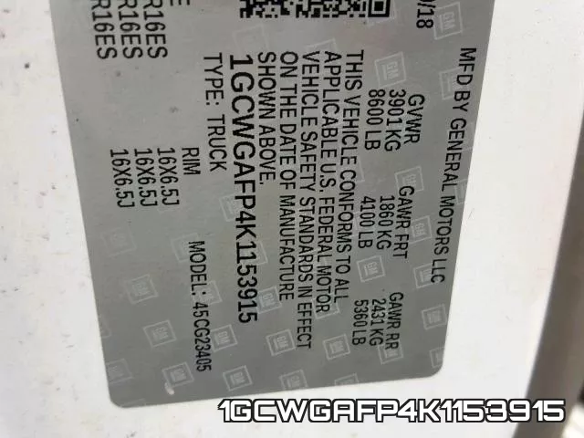 1GCWGAFP4K1153915 фото 2