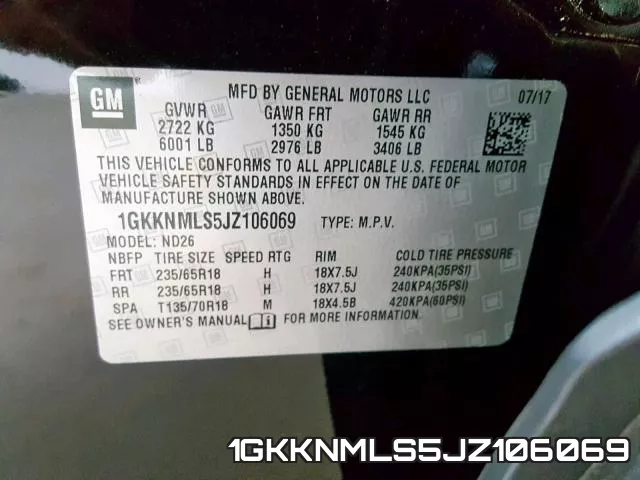 1GKKNMLS5JZ106069 фото 2