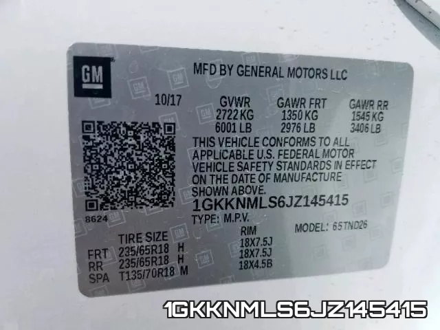 1GKKNMLS6JZ145415 фото 2