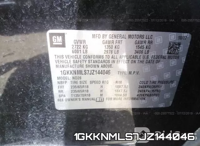 1GKKNMLS7JZ144046 фото 10