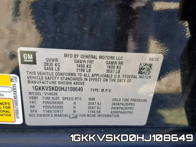 1GKKVSKD0HJ108649 фото 2