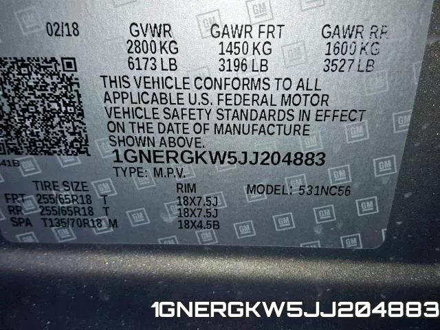 1GNERGKW5JJ204883 фото 2