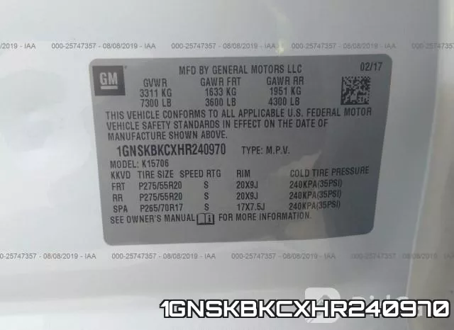 1GNSKBKCXHR240970 фото 10