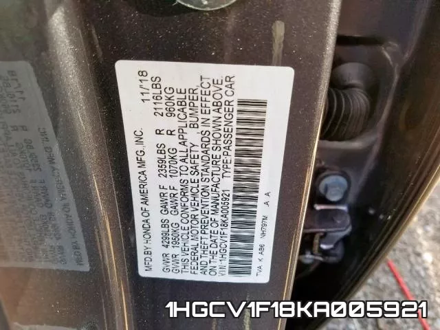 1HGCV1F18KA005921 фото 2