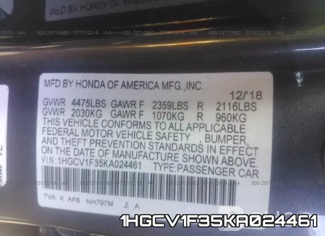 1HGCV1F35KA024461 фото 10