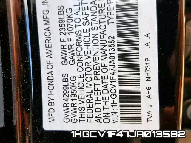 1HGCV1F47JA013582 фото 2