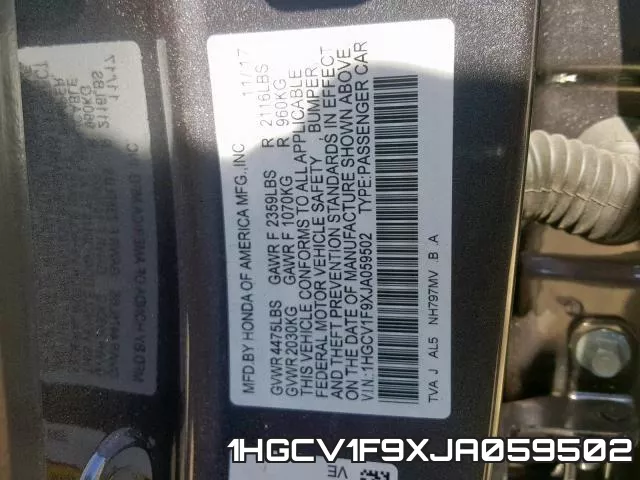 1HGCV1F9XJA059502 фото 2