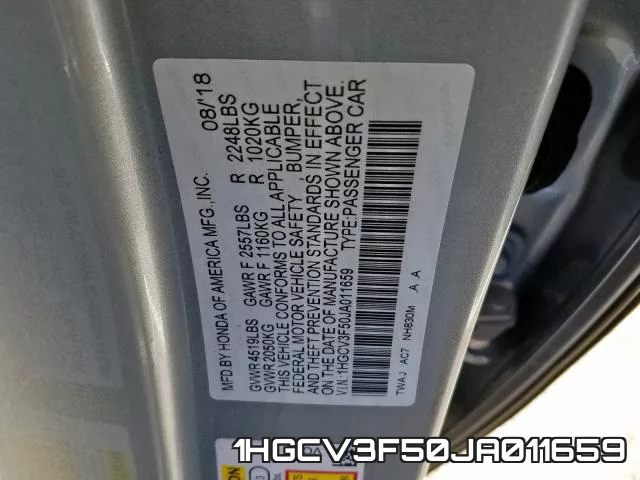 1HGCV3F50JA011659 фото 2