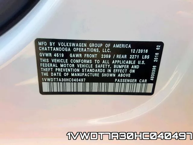 1VWDT7A30HC040497 фото 2