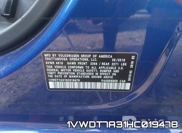 1VWDT7A31HC019478 фото 10