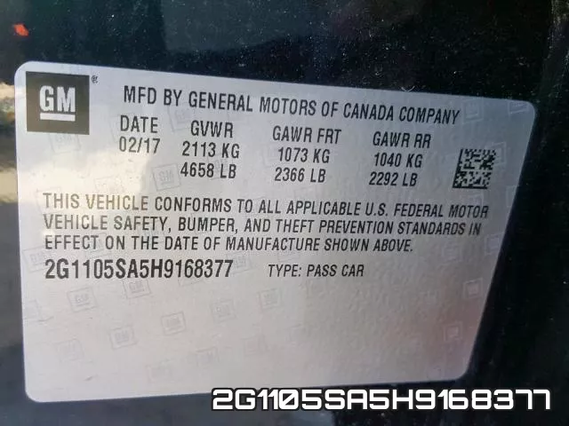 2G1105SA5H9168377 фото 2