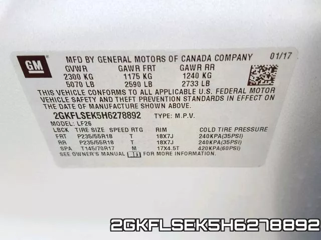 2GKFLSEK5H6278892 фото 2