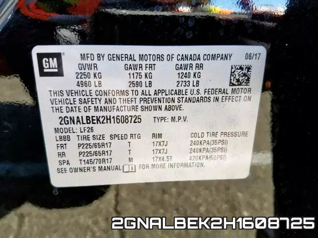 2GNALBEK2H1608725 фото 2