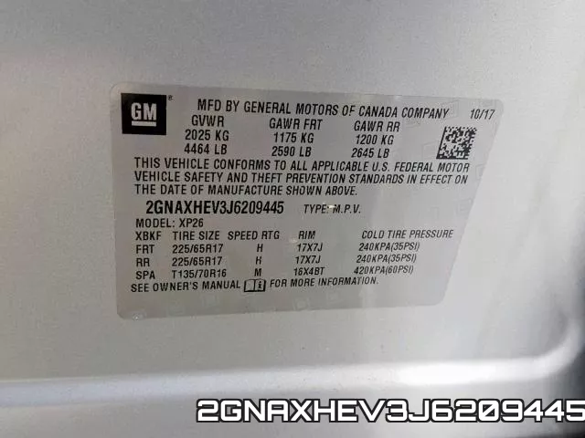 2GNAXHEV3J6209445 фото 2