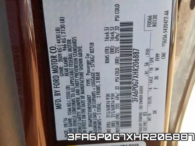 3FA6P0G7XHR206887 фото 2
