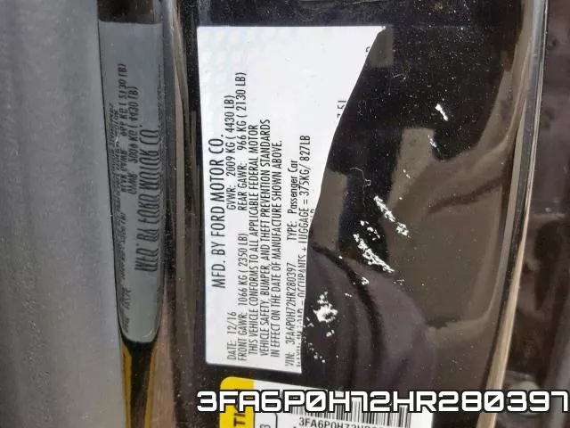 3FA6P0H72HR280397 фото 2