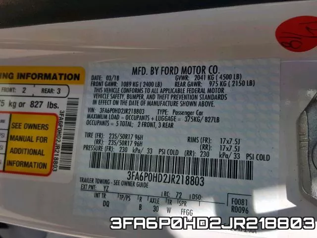 3FA6P0HD2JR218803 фото 2