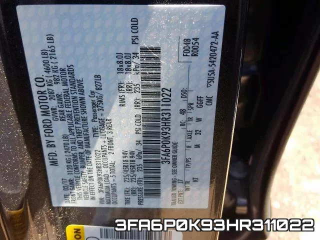 3FA6P0K93HR311022 фото 2