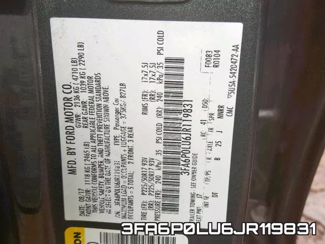 3FA6P0LU6JR119831 фото 2