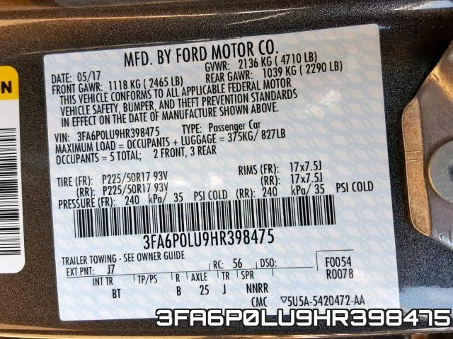 3FA6P0LU9HR398475 фото 2