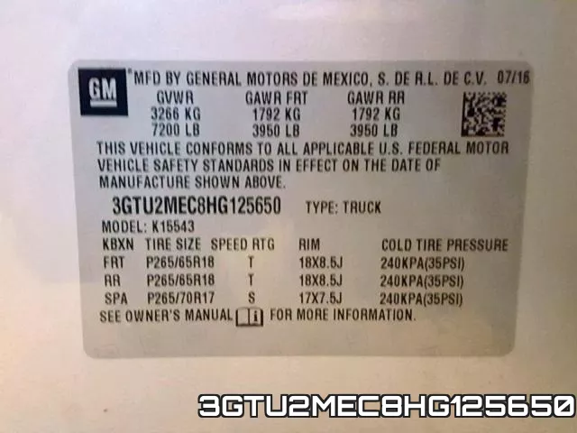 3GTU2MEC8HG125650 фото 2