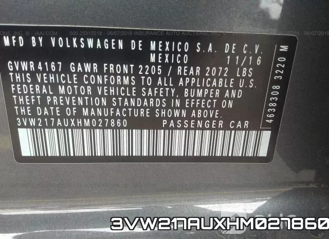 3VW217AUXHM027860 фото 10